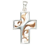 Kreuzanhänger JOBO "Anhänger Kreuz", silber (silber 925), Schmuckanhänger, Damen, Silber 925 (Sterlingsilber), 925 Silber bicolor vergoldet (66773718-0) silber 925