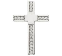 Kreuzanhänger JOBO "Anhänger Kreuz Silberkreuz 29 mm", silber 925, weiß, Schmuckanhänger, Damen, Silber 925 (Sterlingsilber), 925 Silber rhodiniert mit 18 Zirkonia (26018842-0) silber 925, weiß