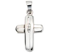 Kreuzanhänger JOBO "Anhänger Kreuz Weißgoldkreuz 17 mm", weißgold 585, Schmuckanhänger, Damen, Diamanten Weißgold 585, Diamanten, Weißgold 585, 585 Weißgold mit 3 Diamanten (96791129-0) weißgold 585