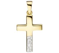 Kreuzanhänger JOBO "Anhänger Kreuzanhänger Kreuz Goldkreuz 20 mm", gelbgold 333, Schmuckanhänger, Damen, Gelbgold 333, 333 Gold bicolor diamantiert (93934457-0) gelbgold 333