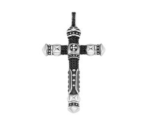 Kreuzanhänger "Kreuz mit schwarzen Spinellen, Silber 925", schwarz (silber), GIORGIO MARTELLO MILANO, Schmuckanhänger, Herren, 6cm, Silber 925 (Sterlingsilber) (20646820-0) silber
