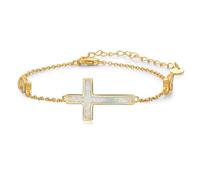 Kreuzarmband für Damen 925 Sterling Silber Opal Unendlichkeits Kreuz Armband Religiöses Schmuck Geschenk für Frauen, Ehefrauen, Mütter, Großmütter