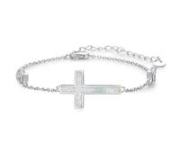 Kreuzarmband für Damen 925 Sterling Silber Opal Unendlichkeits Kreuz Armband Religiöses Schmuck Geschenk für Frauen, Ehefrauen, Mütter, Großmütter