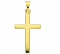 Kreuzkette ADELIA´S "Halskette - Kreuzkette mit Kreuz Anhänger aus 585 Gold", gold, Halsketten, Damen, Gelbgold 585 Gold, Gelbgold 585, Gold, Kreuzkette, Schmuckset mit bis 45 cm stufenlos verstellbar