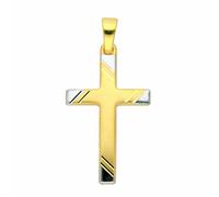 Kreuzkette ADELIA´S "Halskette - Kreuzkette mit Kreuz Anhänger aus 585 Gold", gold, Halsketten, Damen, Gelbgold 585 Gold, Gelbgold 585, Gold, Kreuzkette, Schmuckset mit bis 45 cm stufenlos verstellbar
