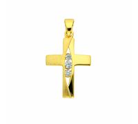 Kreuzkette ADELIA´S "Halskette - Kreuzkette mit Kreuz Anhänger mit Zirkonia aus 333", gold, Halsketten, Damen, Gelbgold 333 Gold, Gelbgold 333, Gold, Kreuzkette, Schmuckset mit bis 45 cm stufenlos ver