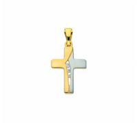 Kreuzkette ADELIA´S "Halskette - Kreuzkette mit Kreuz Anhänger mit Zirkonia aus 585", gold, Halsketten, Damen, Gelbgold 585 Gold, Gelbgold 585, Gold, Kreuzkette, Schmuckset mit bis 45 cm stufenlos ver