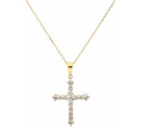 Kreuzkette FIRETTI "Schmuck Geschenk Halsschmuck Halskette Silberkette Kreuz", silber (silber, 925, goldfarben), Halsketten, Damen, Diamanten Silber 925 (Sterlingsilber), L: 45 B: 0,65mm, Diamanten, S
