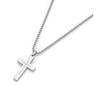 Kreuzkette JACQUES CHARREL "Kreuz Anhänger, Edelstahl", Herren, Gr. 50cm, Edelstahl, silber, Halsketten Kreuzkette (51709162-0) silber