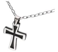 Kreuzkette JACQUES CHARREL "mit Kreuzanhänger, Edelstahl", Herren, Gr. 50cm, Edelstahl, silber, Halsketten Kreuzkette (59897020-0) silber