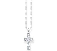 Kreuzkette THOMAS SABO "Kreuz, KE2166-051-14-L45V, KE2166-477-7-L45V, KE2166-643-11-L45V" Halsketten Gr. 45, Silber 925 (Sterlingsilber), bunt (silberfarben, weiß, weiß) Damen Kreuzketten mit Glas-Keramik Stein, Korund (synth.), Zirkonia (synth.) (25414455-45)