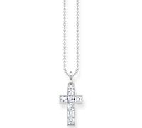 Kreuzkette THOMAS SABO "Kreuz, KE2166-051-14-L45V, KE2166-477-7-L45V, KE2166-643-11-L45V" Halsketten Gr. 45, Silber 925 (Sterlingsilber), bunt (silberfarben, weiß, weiß) Damen Kreuzketten mit Glas-Keramik Stein, Korund (synth.), Zirkonia (synth.) (25414455-45)