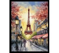 Kreuzstich Set Vorgedruckt, Eiffelturm-Landschaft 60X80Cm Stickvorlagen Stickbilder Vorgedruckt Kreuzstich Stickpackungen Stickpackung Stickbild Stickset Sticken Set Für Erwachsene 11Ct Cros