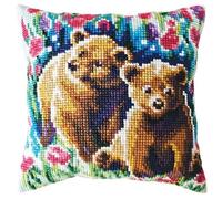 Kreuzstich-Stickkissen-Set für Erwachsene "Bärenjungen", 40 x 40 cm