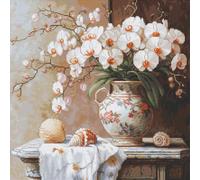 Kreuzstich Stickpackung Gold Collection, Die Eleganz der Orchidee, Zählmuster, 32x32cm