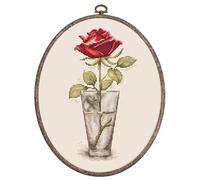 Kreuzstich Stickpackung mit Stickrahmen Rose Mister Lincoln Zählmuster