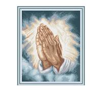 Kreuzstich Stickpackung Stickbild Stickvorlage Vorgedruckt Stickset-Betende Hände-DIY Handarbeit Vorgedruckt Sticken Kreativität Home Decor 11CT (Vorgedruckte Leinwand)40x50cm