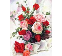 Kreuzstich Stickpackung Stickbild Stickvorlage Vorgedruckt Stickset - Blumen 40x50cm Diy Handarbeit Vorgedruckt Sticken Kreativität Home Decor 11Ct (Vorgedruckte Leinwand)