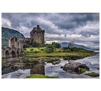 Kreuzstich Stickpackung Stickbild Stickvorlage Vorgedruckt Stickset-Schottland Himmel Wolken-DIY Handarbeit Vorgedruckt Sticken Kreativität Home Decor 11CT (Vorgedruckte Leinwand)40x50cm