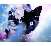 Kreuzstich Stickpackung Stickbild Stickvorlage Vorgedruckt Stickset - Schwarze Katze 40x50cm Diy Handarbeit Vorgedruckt Sticken Kreativität Home Decor 11Ct (Vorgedruckte Leinwand)