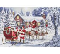 Luca-S Kreuzstich-Set Gold - Besuch des Weihnachtsmanns, BU5084, Kreuzstich-Set für Erwachsene, Handarbeits- und Stickset