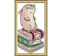 Kreuzstich Stickpackungen Vorgedruckt, OWN4B Dr. Hamster Bilder 11CT 4,3x7,5 Zoll DIY Stickpackung Set