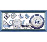 Kreuzstich Stickpackungen Vorgedruckt, OWN4B Porzellan Bilder 11CT 24,4x10,6 Zoll DIY Stickpackung Set