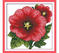 Kreuzstich Stickpackungen Vorgedruckt, OWN4B Tropaeolum Majus Blumen Bilder 11CT 8,7x8,7 Zoll DIY Stickpackung Set