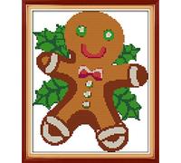 Kreuzstich Stickpackungen Vorgedruckt, OWN4B Weihnachten Plätzchen Bilder 11CT 10,2x13,4 Zoll DIY Stickpackung Set