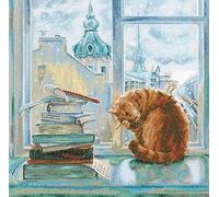 Kreuzstich-Stickset für Erwachsene Tiere, Sweet Home - Silver Morning 40 x 40 cm, 14 CT