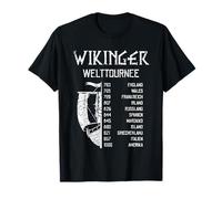 Krieger des Nordens Outfit Wikinger Welttournee | Viking World Tour Mythologie T-Shirt, Schwarz, S, Damen, Kurzarm, Klassisch, Unisex, Wikinger-Thema, Valknut Symbol, Odin, Edda