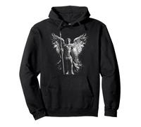 Krieger Engel Speer Schild Monochrom Christliche Kunst Pullover Hoodie