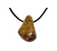 KRIO-Edelsteine Anhänger gebohrt - Handschmeichler Größe M - Naturstein Kettenanhänger für Lederband & Halskette - Schmuckanhänger für Damen & Herren (Schlangenjaspis fossil)