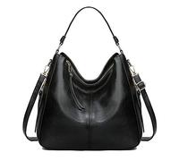 Kris Anna Damen Hobo Eimer Schultertasche aus PU Leder Schwarz EINWEG