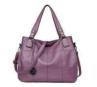 Kris Anna Damen Hobo Schultertasche Shopper Tasche aus PU-Leder mit Schulterriemen Umhängetasche Stickerei Handtasche für Frauen Lila EINWEG