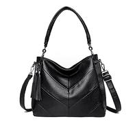 Kris Anna Damen PU Leder Hobo Schulter Handtasche Schwarz EINWEG