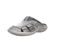 Krisbut Herren Pantoletten Sandalen Pantolette Glattleder Fußbett Bequem Freizeit uni Pantolette grau Leder