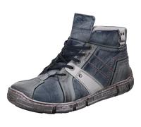 KRISBUT Herren Schnürboots aus Echtleder in Blau Weiß mit kuscheligem Innenfutter und Reißverschluss blau Gr. 44