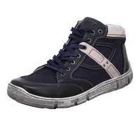 KRISBUT Herren Schnürboots aus Echtleder in Blau Weiß mit kuscheligem Innenfutter und Reißverschluss blau Gr. 45