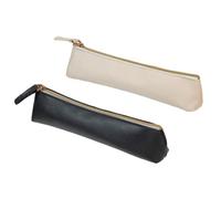 KRISMYA Mini-Leder-Federmäppchen, tragbar, schmal, Kosmetiktasche, Make-up-Tasche, kleine Geldbörse, Kosmetik-Organizer für Damen und Mädchen, Schwarz und Beige, 2 Stück, schwarz und beige, Schlankes