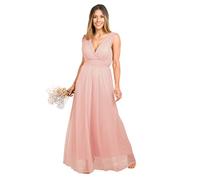 KRISP Maxikleid aus Mesh mit V-Front für besondere Anlässe (Dusty Pink, 8) 11008-DSTPNK-08