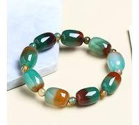 Kristall-Armband-Set - Naturstein, Buntes Grünes Pfau-Achat-Armband, Damen, Elegante Trommelform, Jade-Perlen, Armreifen, Schmuck, Partygeschenke, Buntes Stein-Statement-Armband-Set, Pfau-Achat, 13