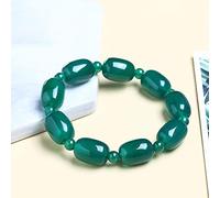 Kristall-Armband-Set - Naturstein, Buntes Grünes Pfau-Achat-Armband, Frauen, Elegante Trommelform, Jade-Perlen, Armreifen, Schmuck, Partygeschenke, Buntes Stein-Statement-Armband-Set, Grüner Achat