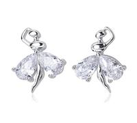 Kristall Ballett Tänzer Sterling Silber Ohrstecker Ohrringe für Frauen Mädchen Nickel Free Tiny Small Dancing Ballerina Knorpelmanschette Tragus Lucky Post Zierlich Süßer Schmuck Geschenk für Tochter