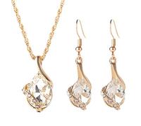 Kristall Diamant Anhänger Halskette Ohrring Set Damen Mädchen Schlüsselbein Kette Schmuck