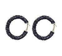 Kristallweiß übertrieben glänzend schwarz Modeschmuck Ohrringe Punk Damen große Creolen Retro Persönlichkeit Ohrringe Ohrringe Männer Magnet (A-001, One Size)