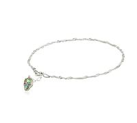 Kristallwerk Fußkette Fußkettchen 925 Silber mit Markenkristall aus Österreich Anhänger Skull Totenkopf in verschiedenen Farben (Paradise Shine)