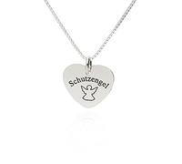 Kristallwerk Kinderkette Herzkette Namenskette 925 Silber mit Schutzengel und personalisierter Namens Gravur zur Kommunion oder Geburtstag