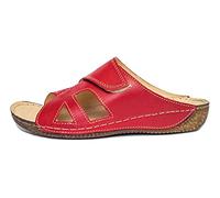 Kristian Shoes 400 Hausschuhe Damen - Sandalen Damen Mit Klettverschluss - Handgefertigte Leder Pantoletten Für Den Sommer - Leichte Sommerschuhe Hergestellt In Der EU Rot 38