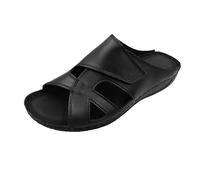 Kristian Shoes 400 Hausschuhe Damen - Sandalen Damen Mit Klettverschluss - Handgefertigte Leder Pantoletten Für Den Sommer - Leichte Sommerschuhe Hergestellt In Der EU Schwarz 39